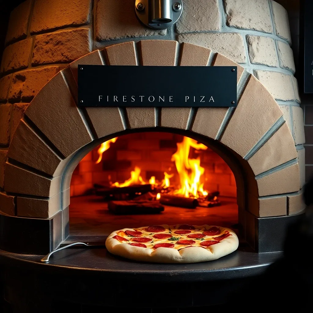 Stone oven blazing at Firestone Pizza Kitchen, ready to fire the perfect pizza